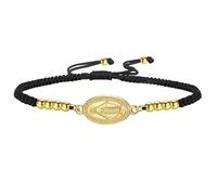 Amaxer Bracelet en corde tressée Vierge Marie pour femme Médaille miraculeuse Catholique Bijoux religieux Acier inoxydable Bracelet à breloques tressé réglable, taille unique, Acier inoxydable, Acier