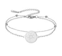 Amaxer Bracelet pour femme Le sceau des sept archanges Tetragrammaton Archanges Protecteur religieux Bijoux Bracelet à double chaîne ajustable en acier inoxydable avec perles (Argent)