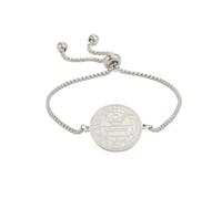 Amaxer Bracelet secret sceau de Salomon pour femme Protection Richesse Fortune Talisman Amulette en acier inoxydable Bracelet à breloques pour unisexe Chaîne vénitienne (Argent)