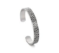 Amaxer Bracelet Viking irlandais nœud celtique pour homme - Bracelet celtique en acier inoxydable - Symbole vintage - Amulette nordique - Bracelet manchette ouvert pour homme et femme