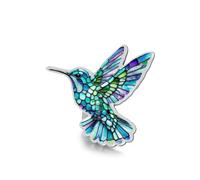 Amaxer Broche en émail en forme de colibri pour femme Épingles à cravate pour oiseaux Épingles à sac à dos Badges pour chapeaux Accessoires de décoration pour sacs (bleu-violet)