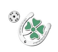 Amaxer Broche en forme de fer à cheval porte-bonheur en forme de trèfle à quatre feuilles en acier inoxydable, Medium, Acier inoxydable, Pas de gemme