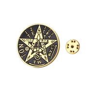 Amaxer Broche pentagramme Tetragrammaton Pentagramme magique béni de Salomon Amulette Badge pour sac à dos Chapeau Sac Décoration Accessoires (Or)