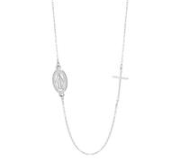 Amaxer Collier à breloques en forme de croix de Vierge Marie - Médaille miraculeuse - Baptême - Bijoux religieux catholiques - Cadeau pour femme, L50, Acier inoxydable, Pas de gemme