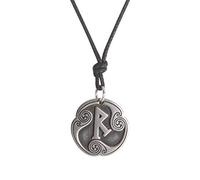 Amaxer Collier avec pendentif en forme de 24 runes - Talisman viking - Asatru - Pendentif païen Wiccan - Amulette nordique vintage - Chaîne réglable pour homme et femme, M, Métal