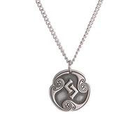 Amaxer Collier avec pendentif en forme de 24 runes - Talisman viking - Asatru - Pendentif païen Wiccan - Style vintage nordique - Pour homme et femme, 25mm x 25mm, 500mm chain length, Zinc, Pas de