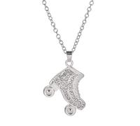 Amaxer Collier avec strass en forme de cœur pour pom-pom girl, patinage, tennis, piano, guitare, ballerine, oxyde de zirconium, pour homme et femme, L50, Zinc