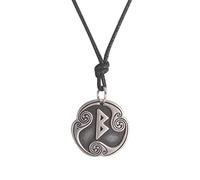 Amaxer Collier Bijoux Viking Talisman 24 Runes Asatru Collier Pendentif Païen Wiccan Runes Norse Amulette Nordique Vintage Chaîne Corde Réglable Collier pour Hommes Femmes, M, Métal