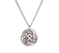 Amaxer Collier de 24 runes avec talisman viking, bijouterie asatru, pendentif païen wiccano, runes nordiques, collier de talisman nordique vintage pour femmes et hommes, 45+5cm, Acier inoxydable