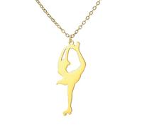 Amaxer Collier de Patinage Artistique pour Femme Patineuse sur Glace Gymnaste Équipe Gymnastique Bijoux de Mode Collier de Charme Sport pour Amoureuse du Patinage (Style3, Or)