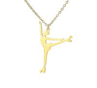 Amaxer Collier de Patinage Artistique pour Femme Patineuse sur Glace Gymnaste Équipe Gymnastique Bijoux de Mode Collier de Charme Sport pour Amoureuse du Patinage (Style1, Or)