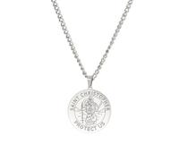 Amaxer Collier Saint pour homme en acier inoxydable - Médaille protectrice religieuse - Bijou de protection religieux - Bijoux cadeaux - Colliers pour femmes et hommes, L50, Acier inoxydable, Pas de