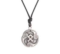 Amaxer Collier talisman viking avec 24 runes - Bijou Asatru - Pendentif runes nordiques païen wiccan - Amulette nordique vintage - Collier à chaîne en corde réglable pour homme et femme, M, Métal