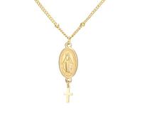 Amaxer Colliers avec pendentif en forme de croix de la Vierge Marie, plaqués or, médaille miraculeuse, baptême, bijoux religieux catholiques, bijoux cadeaux pour femmes (Style5)