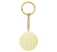 Amaxer Fleur de Vie Graine de Vie Mandala Géométrie Sacrée Cercle Rond Protection Déclaration Charm Bijoux Porte-clés pour Unisexe, acier, 24.5mm