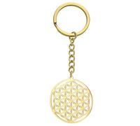Amaxer Fleur de Vie Graine de Vie Mandala Géométrie Sacrée Cercle Rond Protection Déclaration Charm Bijoux Porte-clés pour Unisexe, acier, 24.5mm