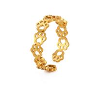 Amaxer Jolis anneaux de patte d'animal ours chien chat empreinte de patte ouverte en acier inoxydable bijoux de plage cadeaux pour femmes filles amis (Or)