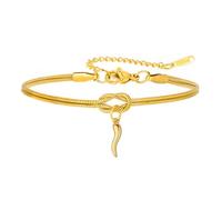 Amaxer Love Knot Bracelet porte-bonheur en corne italienne pour femme avec piment rouge et cornicello amulette porte-bonheur double chaîne serpent nœud d'amour celtique réglable en acier inoxydable