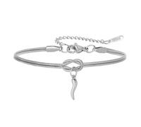 Amaxer Love Knot Bracelet porte-bonheur en corne italienne pour femme avec piment rouge et cornicello amulette porte-bonheur double chaîne serpent nœud d'amour celtique réglable en acier inoxydable
