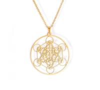 Amaxer Metatrons Cube Collier pour Femmes Étoile de David Archange Métatron Déclaration de Protection Évidé Chaîne En Acier Inoxydable Pendentif Charme Collier pour Femmes Filles