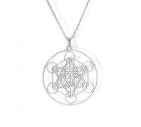 Amaxer Metatrons Cube Collier pour Femmes Étoile de David Archange Métatron Déclaration de Protection Évidé Chaîne En Acier Inoxydable Pendentif Charme Collier pour Femmes Filles