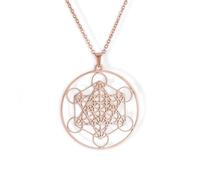 Amaxer Metatrons Cube Collier pour Femmes Étoile de David Archange Métatron Déclaration de Protection Évidé Chaîne En Acier Inoxydable Pendentif Charme Collier pour Femmes Filles