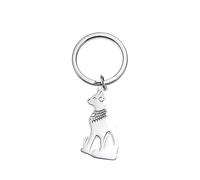 Amaxer Porte-clés Déesse égyptienne Bastet Statue Ancienne Bastet Bijoux en Acier Inoxydable Chaîne Pendentif Porte-Clés (Argent)