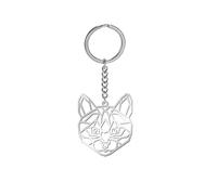 Amaxer Porte-clés en acier inoxydable Motif origami géométrique Animal creux pour porte-clés unisexe pour amoureux des animaux, chat, 0.96 in
