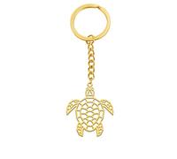 Amaxer Porte-clés origami en acier inoxydable avec motif géométrique creux pour les amoureux des animaux unisexe, Tortue-or, 0.96 in
