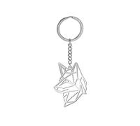 Amaxer Porte-clés origami en acier inoxydable avec motif géométrique creux pour les amoureux des animaux unisexe, chien, 0.96 in