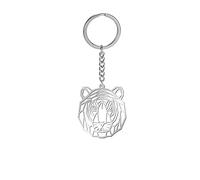 Amaxer Porte-clés origami en acier inoxydable avec motif géométrique creux pour les amoureux des animaux unisexe, tigre, 0.96 in