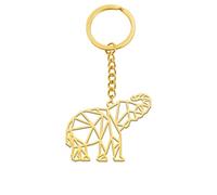Amaxer Porte-clés origami en acier inoxydable avec motif géométrique creux pour les amoureux des animaux unisexe, Or éléphant, 0.96 in