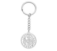 Amaxer Porte-clés Saint Benoît de Nursie unisexe en acier inoxydable pour protection de la croix catholique romaine, Argenté., 25mm