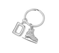 Amaxer Porte-clés tendance en forme de patin à glace et lettre de bulle, initiale de l'alphabet de A à Z, en acier inoxydable, bijoux porte-clés unisexe (D)