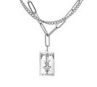 Amaxer Rider Waite Tarot Carte Collier Rétro Chanceux Amulette Charme Pendentifs En Acier Inoxydable Bijoux Vintage (XII-Le Pendu-Argent)