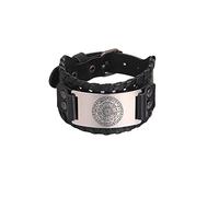 Amaxer Sept Archange bracelet pour hommes Metatron cube ange gardien Michael Sigil protection amulette poignet manchette large bracelet en cuir (Sept archanges)