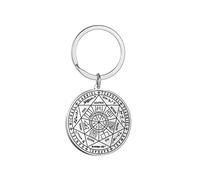 Amaxer Sept Archanges Metatrons Cube Saint Michel Enochian Ange Pentagramme Protection Amulette Déclaration Chaîne Porte-clés Géométrique Cercle Creux en Acier Inoxydable Porte-clés Unisexe