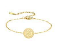 Amaxer Talisman Sceau de Salomon 12 Constellations Bracelet pour femme Hexagramme Six Pointes Protection Zodiaque Amulette Charm Bracelet Réglable, L22cm, Acier inoxydable, Pas de pierre précieuse