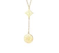 Amaxer Tetragrammaton Collier avec pendentif pentagramme et nœud celtique pour femme et homme (Style 1, doré)