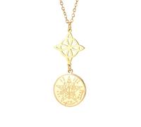 Amaxer Tetragrammaton Collier avec pendentif pentagramme et nœud celtique pour femme et homme (Style 2, doré)