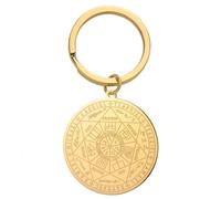 Amaxer The Seal of the Seven Archanges Porte-clés unisexe en acier inoxydable pour protection des archanges tétragrammaton, doré, 25mm