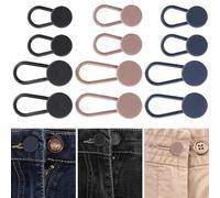 Amaxiu 12Pcs Rallonge Bouton Jeans Pantalon, Rallonges de Bouton Flexibles pour Jeans Élasticité Extenseur de Ceinture pour Femme Homme Costume Pantalon Chemise