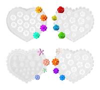 Amaxiu 4 Pcs Fleur Polymer Clay Moules, Rose Daisy Floral Silicone Miniature 3D Moules en Argile en Relief pour Boucles d'Oreilles Fabrication de Bijoux, Nail Art DIY Artisanat Décoration Fournitures