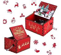 Amaxiu Boîte à musique de Noël - Clochettes, boîte à musique gravée à manivelle en bois mini boîte à musique vintage pour hommes et femmes décorations cadeaux de Noël nouvel an hiver
