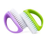 Amaxiu Lot de 2 brosses à ongles à main robustes avec poignée pour nettoyer les ongles des doigts en nylon fermes et rigides pour nettoyage en profondeur pour mécaniciens, jardiniers, mains sous les