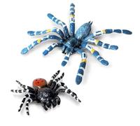 Amaxiu Lot de 2 figurines d'araignées géantes réalistes en plastique - Faux animaux effrayants réalistes pour Halloween - Porche - Maison hantée - Accessoires de fête