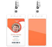 Amaxiu Lot de 2 porte badges transparents avec clips, en métal pour badges cartes de crédit protection étanche étui transparent pour cartes de visite pour infirmières bureau école (vertical)