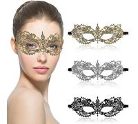 Amaxiu Lot de 3 masques vénitiens en dentelle pour femme, pour Halloween, bal masqué, fête, bal masqué, bal masqué (B), 20*7cm/7.87*2.75in, 553685_2_H2NEDCMRX