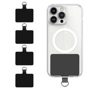 Amaxiu Lot de 4 coussinets d'attache de téléphone portable avec anneau en D pour cordon de téléphone portable, patchs universels en PVC, Noir , 5.8*3.8cm/2.28*1.5in