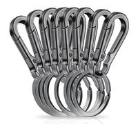 Amaxiu Porte-clés mousqueton robuste, porte clés en alliage de zinc avec porte clés à dégagement rapide clips en métal pour porte clés organisateur de porte clés de voiture crochet (8 pièces gris)